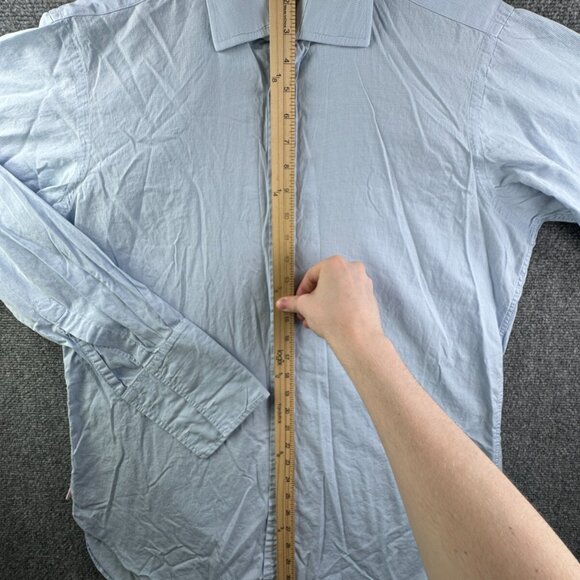Thomas Pink Long Sleeve Button Up Shirt Men Cotton Blue Check Ireland 16 36 - Picture 3 of 13